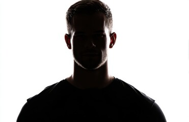 Mysterious Male Silhouette Against Bright Background, a Powerful Portrait of Anonymous Identity