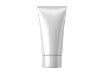 Smooth white cosmetic tube with ribbed cap isolated on a transparent background skincare