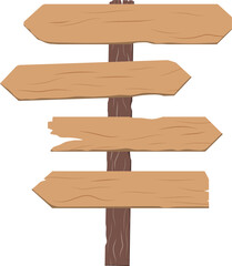 Vector Illustration of Rustic Wooden Direction Signs with Arrows, Vintage Flat Style for Map Design and Presentation Templates