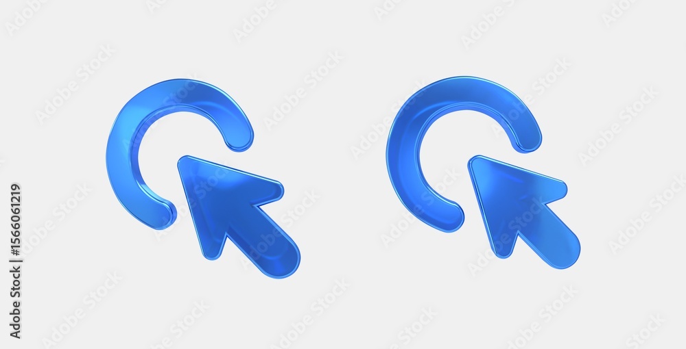 Poster left click 3d icon on isolate white background