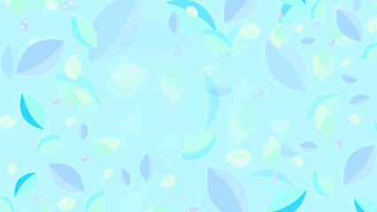 abstract pattern with green leaves on blue background. Vector illustration.