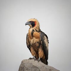 Bearded vulture in photographic realism, full body, clean white background



