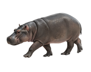 3D Pygmy Hippopotamus walking  isolated on a transparent background
