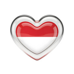 Indonesia Flag in 3D Glass Heart Symbol