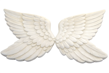 Cute smooth white Cupid wings icon, isolated on a transparent background