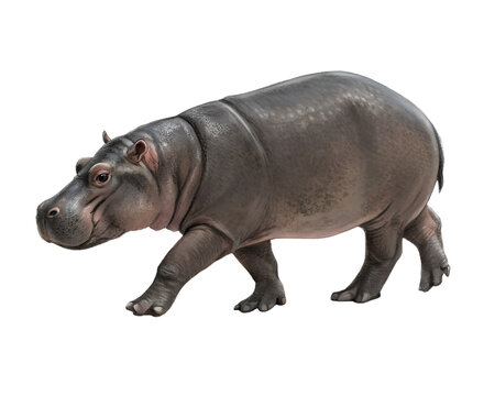3D Pygmy Hippopotamus walking  isolated on a transparent background
