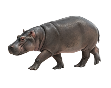 3D Pygmy Hippopotamus walking  isolated on a transparent background