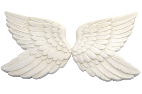 Cute smooth white Cupid wings icon, isolated on a transparent background