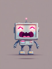 Funny 3D cartoon robot android character toy machine vector illustration concept