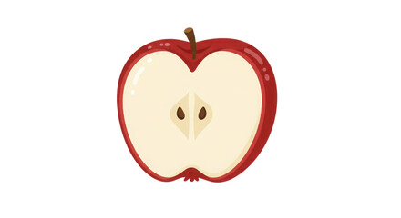Half of a red apple illustration isolated PNG with Transparent Background