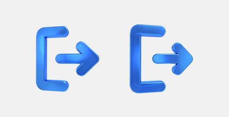 logout 3D icon on isolate white background