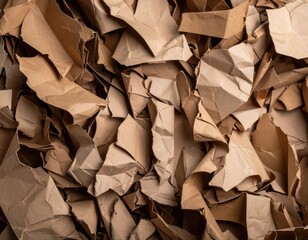 Crumpled Brown Paper Background Close-Up for Textures and Patterns