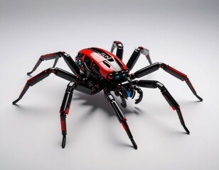 Robotic Spider Design with Red and Black Color Scheme, Futuristic Look