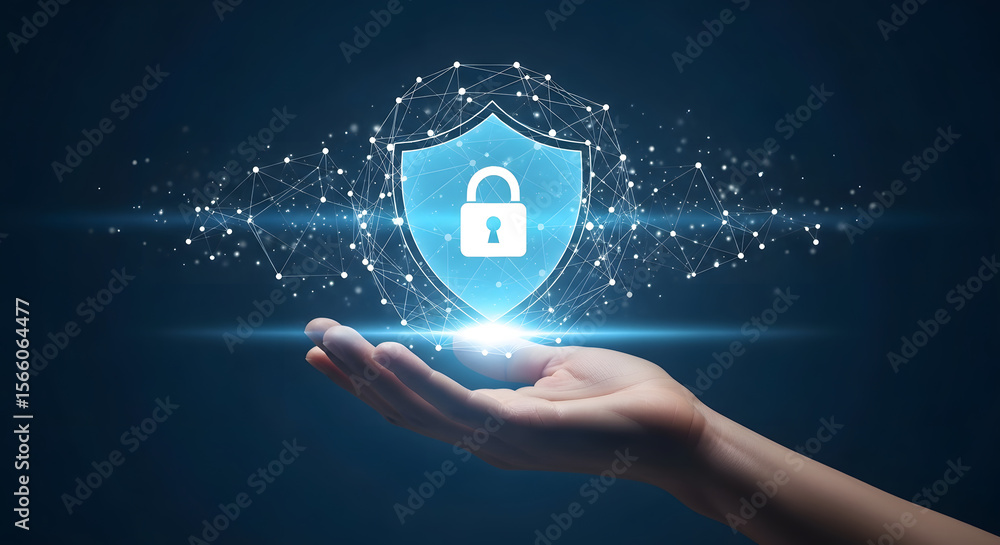 Aufkleber protecting your digital assets cybersecurity shield and data security