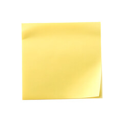 Yellow paper note blank surface isolated on a transparent background sticky note