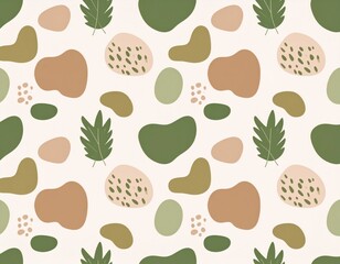 Abstract botanical patterns with organic shapes and earthy tones