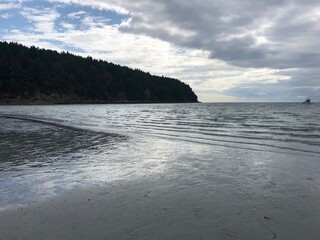 Liquid Metal–Like Tide Flowing In at Tribune Bay, Hornby Island, British Columbia