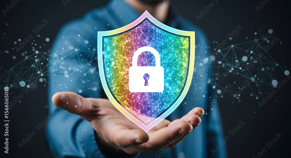Poster cybersecurity protection secure your digital assets with robust shield