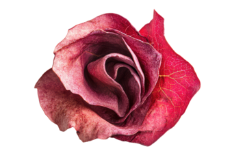 Realistic pink rose flower head for floral design or romantic decor Isolated on a transparent background