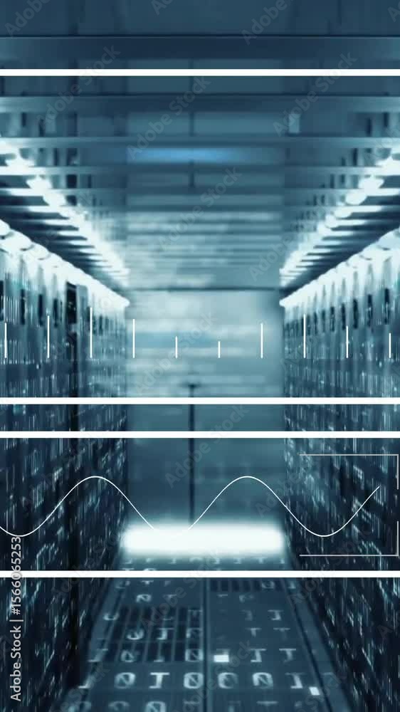 Poster animation of digital data processing over computer servers