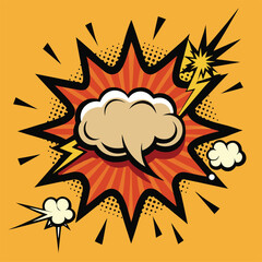 Comic speech bubbles, explosion shapes, and dialogue balloons in black silhouette. 