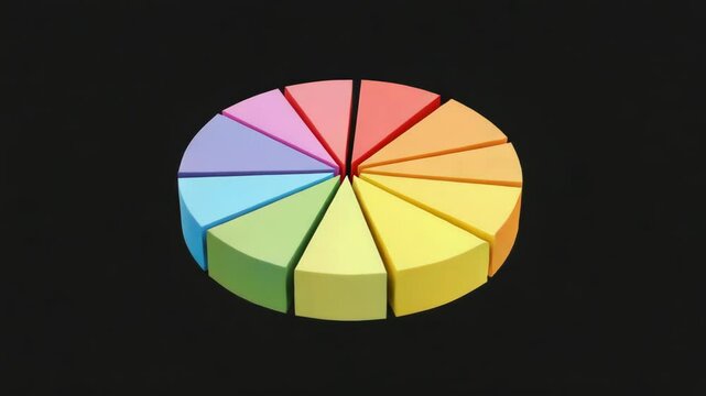 Animated rainbow pie chart graphic