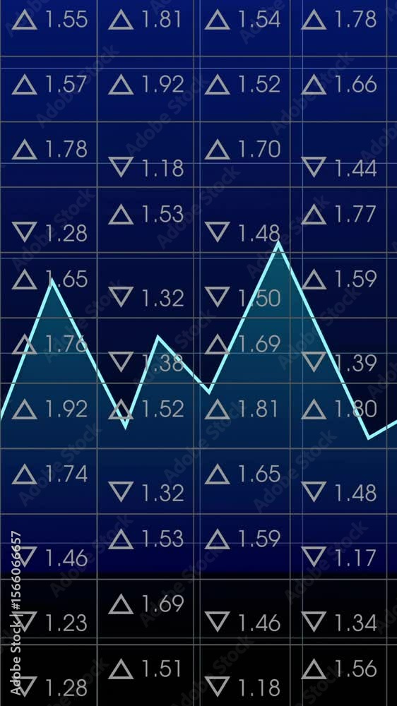 Aufkleber animation of diagram and data processing on blue background
