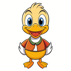 Obraz premium icon cute cartoon duck character, white background