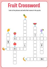 Fruit crossword game template illustration
