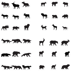 Wild Animal Silhouette Vector Set  Deer, Bear, Fox, Moose, Goat Shapes