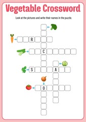 Vegetable crossword game template illustration