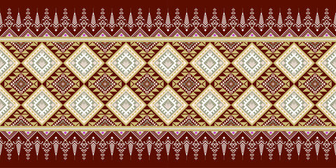 Ethnic geometric patterns with a sense of order and symmetry create visually appealing and often culturally significant appearances. They are often used in textile design, clothing, home decor, vector