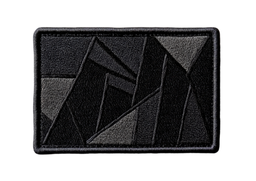 Black abstract geometric shape with sharp folded textures Isolated on a transparent background