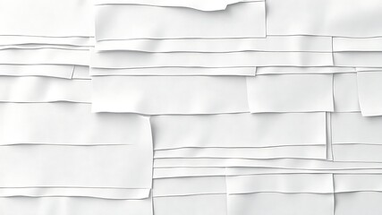 Abstract composition of overlapping white paper sheets creating a textured background design