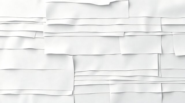 Abstract composition of overlapping white paper sheets creating a textured background design