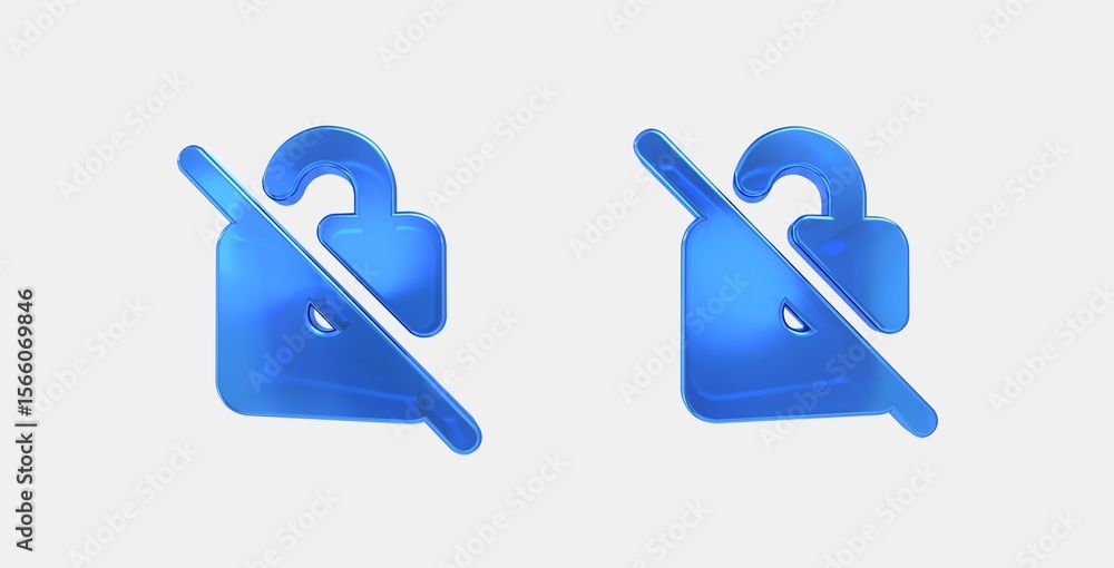 Aufkleber no encryption 3d icon on isolate white background