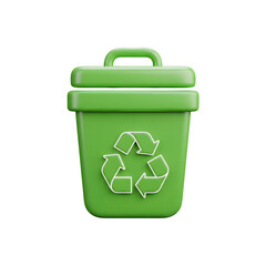 3D Recycling Bin Icon, designed for waste management, recycling programs, and campaigns focused on environmental sustainability.