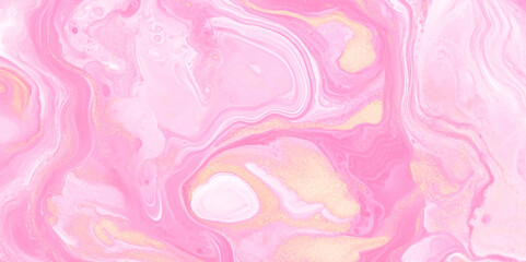 Pink marble texture background with high resolution, Close up of pink marble design for decor, Abstract dusty rose liquid watercolor background with golden crackers.