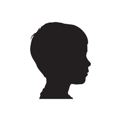 Boy side face silhouette kid vector isolated on white background