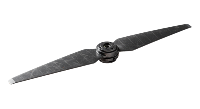 Dark Composite Two-Bladed Drone Propeller Product Shot isolated on Transparent Background