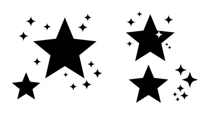 Festive stardust and twinkling stars adorn a white background, conveying a magical and celestial essence, silhouette