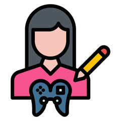 Game Designer Female icon vector image. Can be used for Game Development.