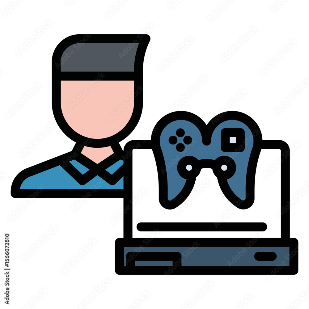 Poster game modder male icon vector image. can be used for game development.