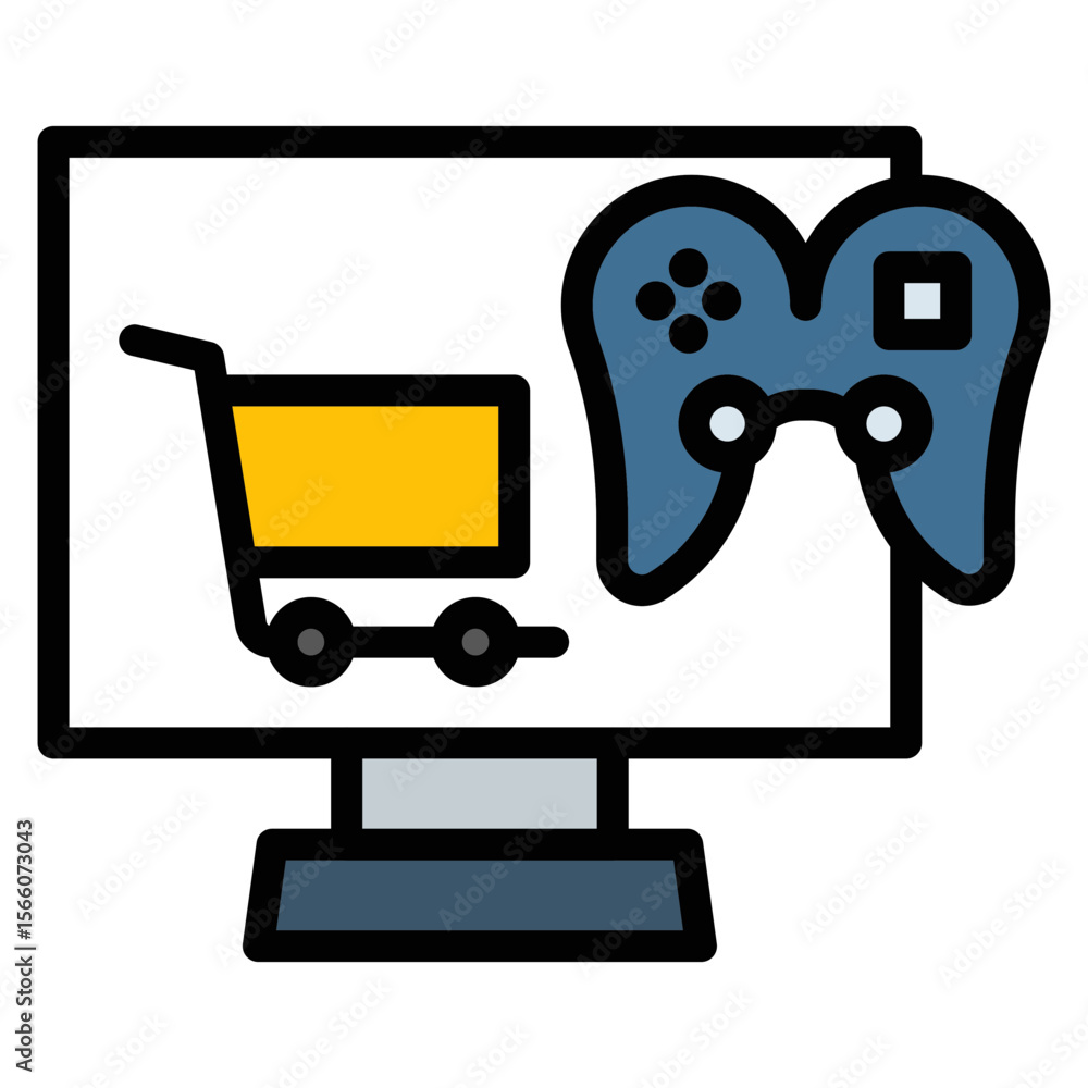 Aufkleber online game store icon vector image. can be used for game development.