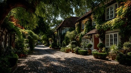 Cobblestone village pathway