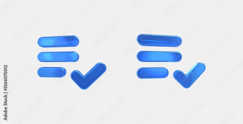Poster playlist add check 3d icon on isolate white background