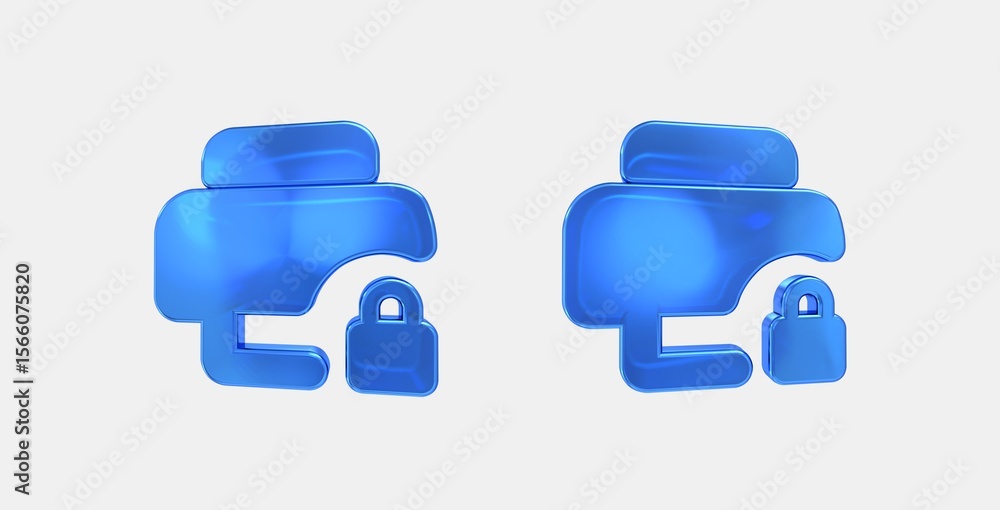 Poster print lock 3d icon on isolate white background