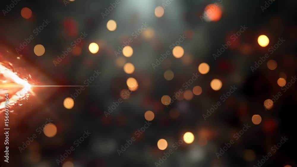 Poster a sparkler bursts with light, illuminating a blurred bokeh background.