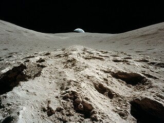 Moon surface background panorama wallpaper generated image