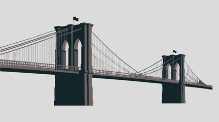 Fototapeta premium Brooklyn Bridge vector with a stylized NYCs famous bridge; ideal for travel websites, city guides, posters, and print materials.